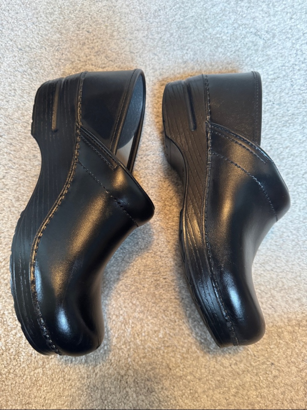 Dansko Black Leather Slip-On Clogs - Picture 3 of 6